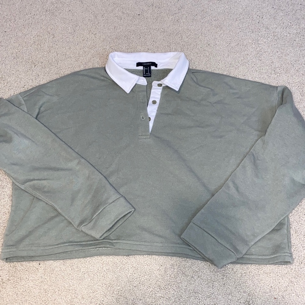 Forever21 Sage Green Cropped shirt